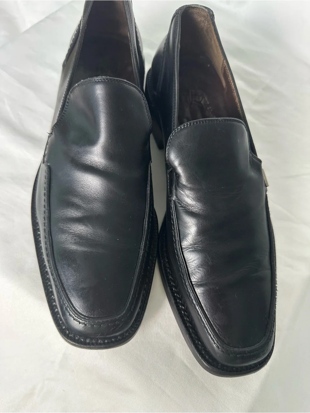 Salvatore Ferragamo Men’s Black Leather Loafers Slip-On Shoes Size 6.5